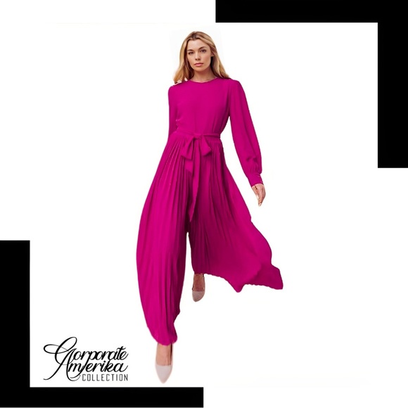 Pants - Pink belted jumpsuit